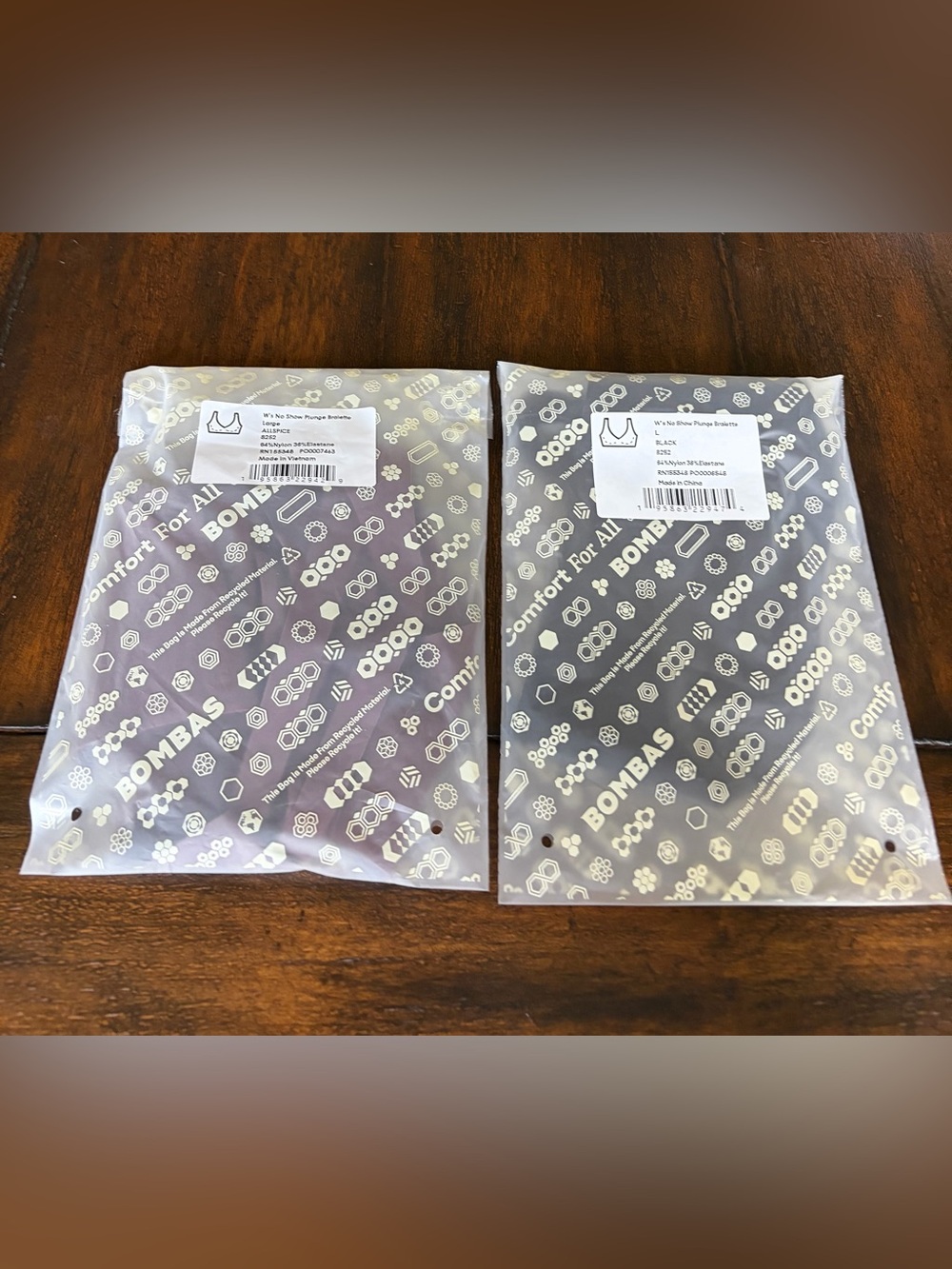 Bombas Women’s No Show Plunge Bralette 2-Pack~ size L